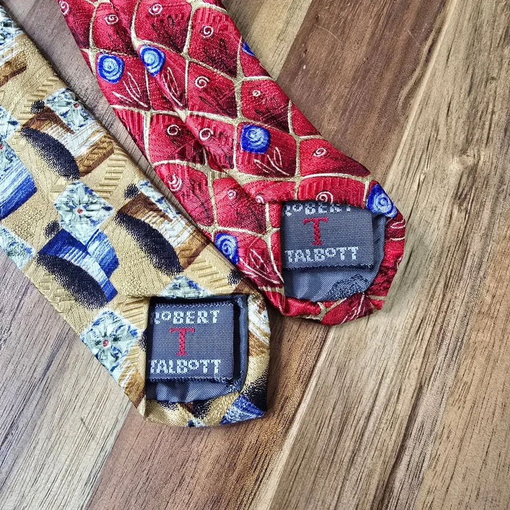 Lot of 2 Robert Talbott Best of Class Nordstrom Tie Mens Red Gold Silk Geometric